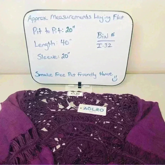 NWT Eggplant Purple Crochet Fringe Boho Swim Beach Resort Cover Up size small - Picture 11 of 12